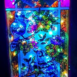 Stain glass light up picture handmade